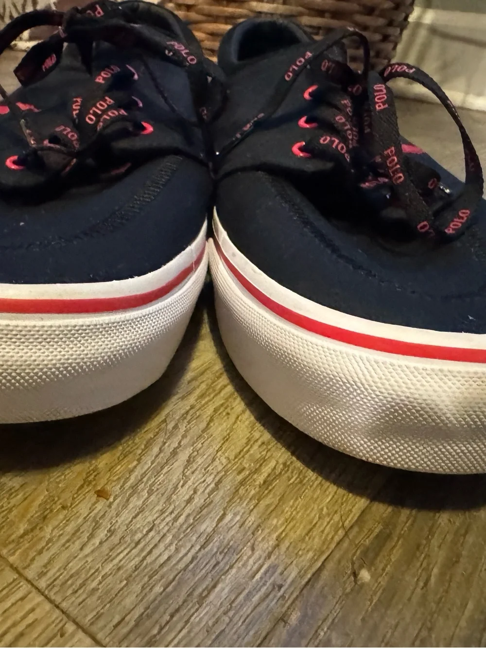 Polo Ralph Lauren Men's Faxon X Low-Top Canvas Sneaker Black & Red Sz 15